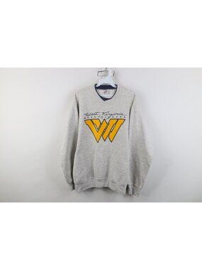 Vtg 90s Mens Large Spell Out West Virginia University Crewneck Sweatshirt USA